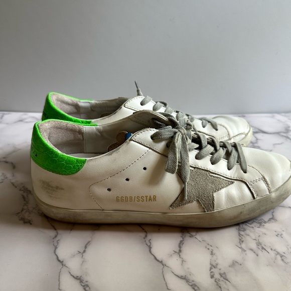 Golden Goose White & Green SuperStars Low Top - Picture 7 of 8